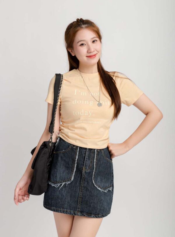 Áo Croptop Nữ Rút Dây In Chữ I'm Not ACTFM6 h7