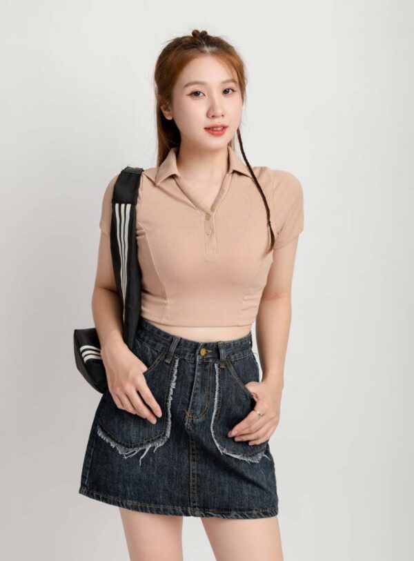 Áo Polo Croptop Nữ Cổ Chữ Y APLFM11 h3