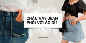 Hình ảnh chân váy jean phối với áo gì