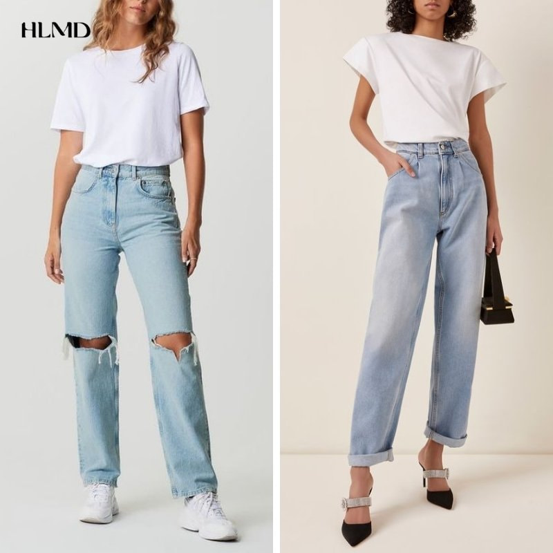 Minimalism fashion với áo thun cùng quần jean