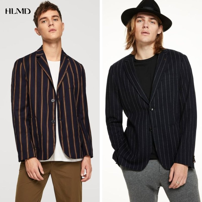 Áo blazer sọc phối với quần tây