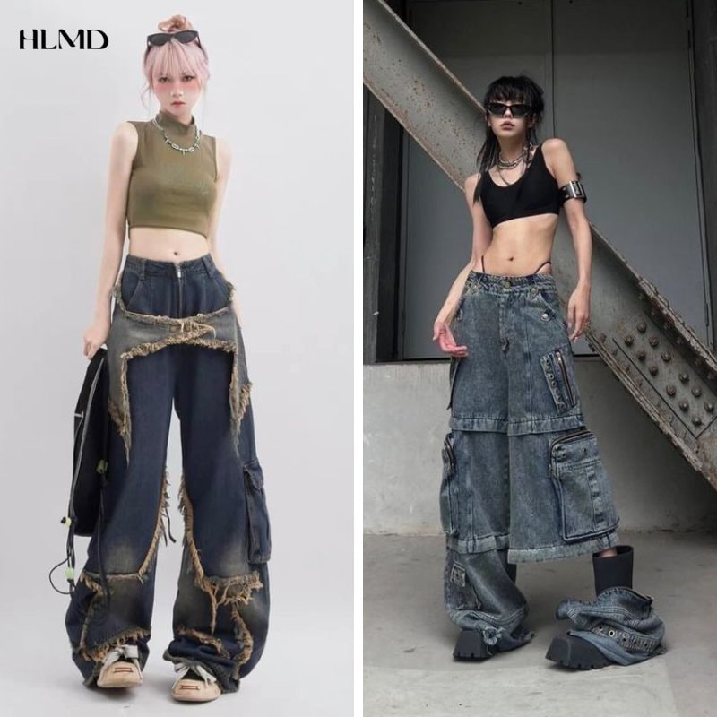 Áo croptop phối cùng quần ống rộng