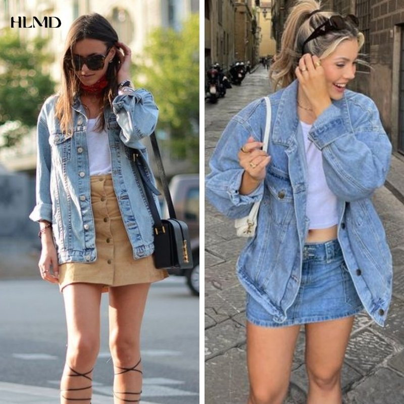 Áo jacket mix chân váy ngắn