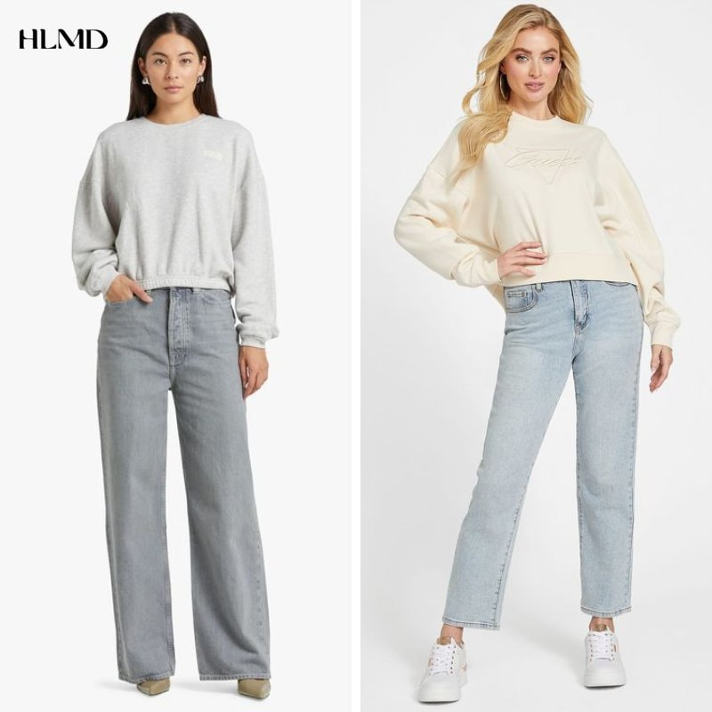 Mix áo Sweatshirt cùng quần jeans