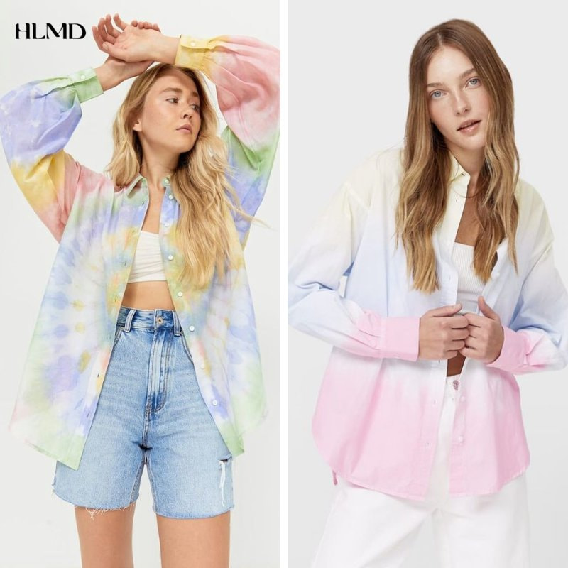 Mix áo sơ mi tie dye với quần lửng