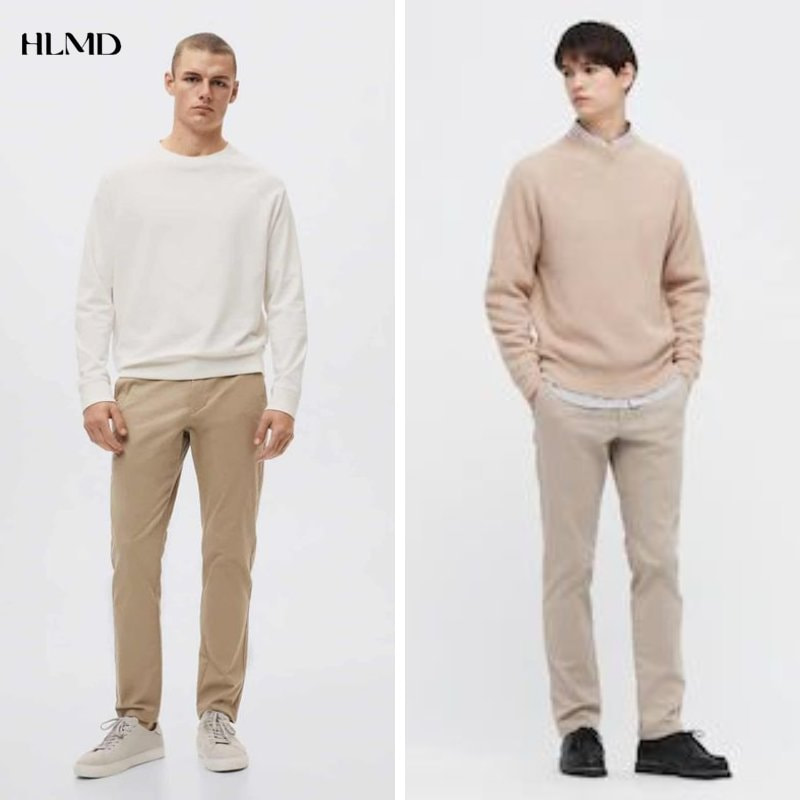 Phối áo Sweatshirt cùng quần kaki 