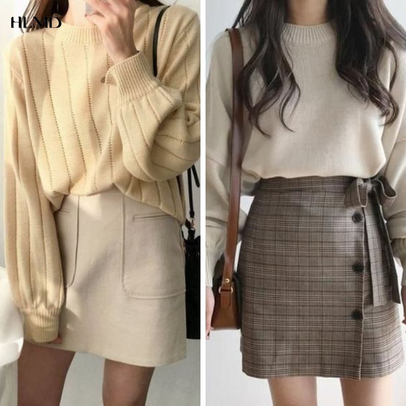 Phối áo pullover với chân váy chữ A