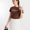 Áo Thun Nữ Croptop Cổ Tròn In Chữ GOTUE ATFM14 H1