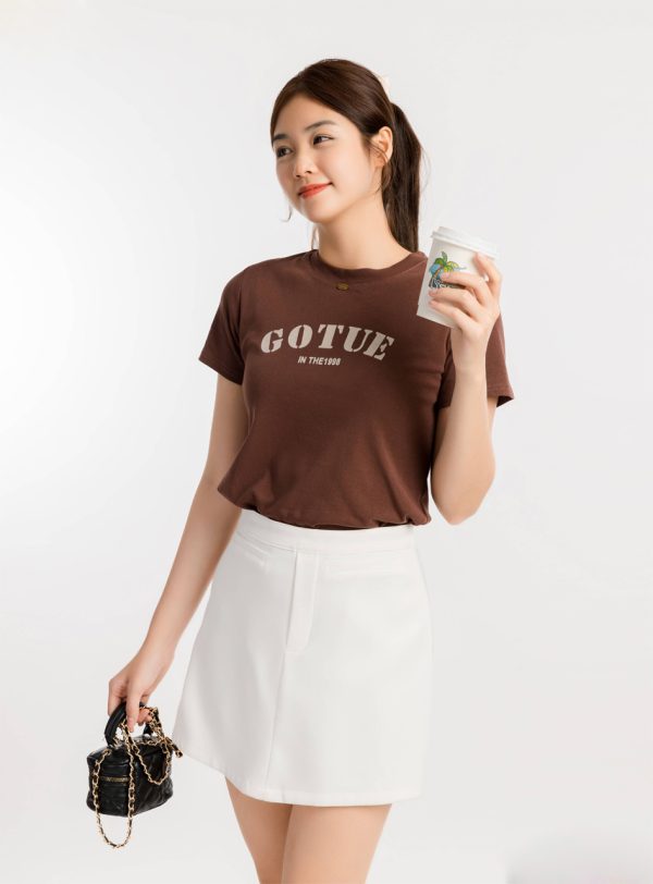 Áo Thun Nữ Croptop Cổ Tròn In Chữ GOTUE ATFM14 H1