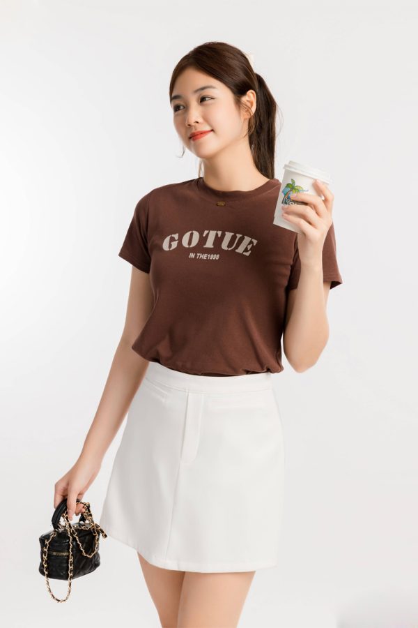 Áo Thun Nữ Croptop Cổ Tròn In Chữ GOTUE ATFM14 H1