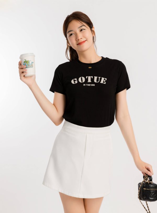 Áo Thun Nữ Croptop Cổ Tròn In Chữ GOTUE ATFM14 H9