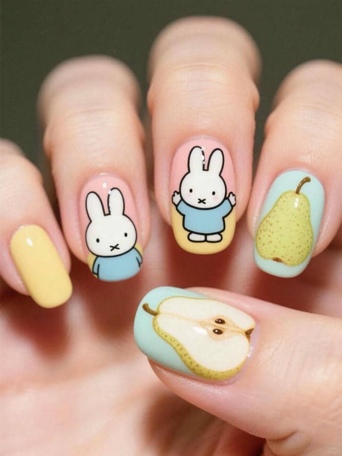 mẫu nail hình thỏ