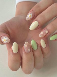 mẫu nail vẽ hoa đơn giản, cute