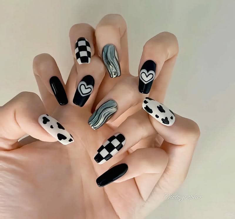 nail caro đen trắng