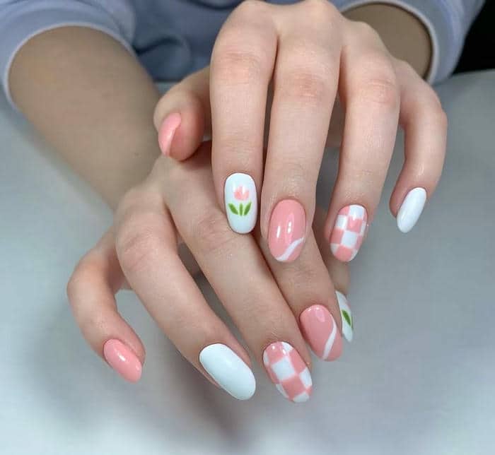 nail màu hồng pastel