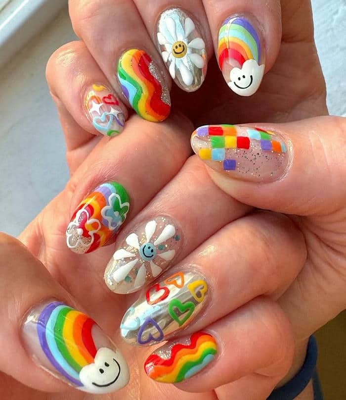 nail phối nhiều màu