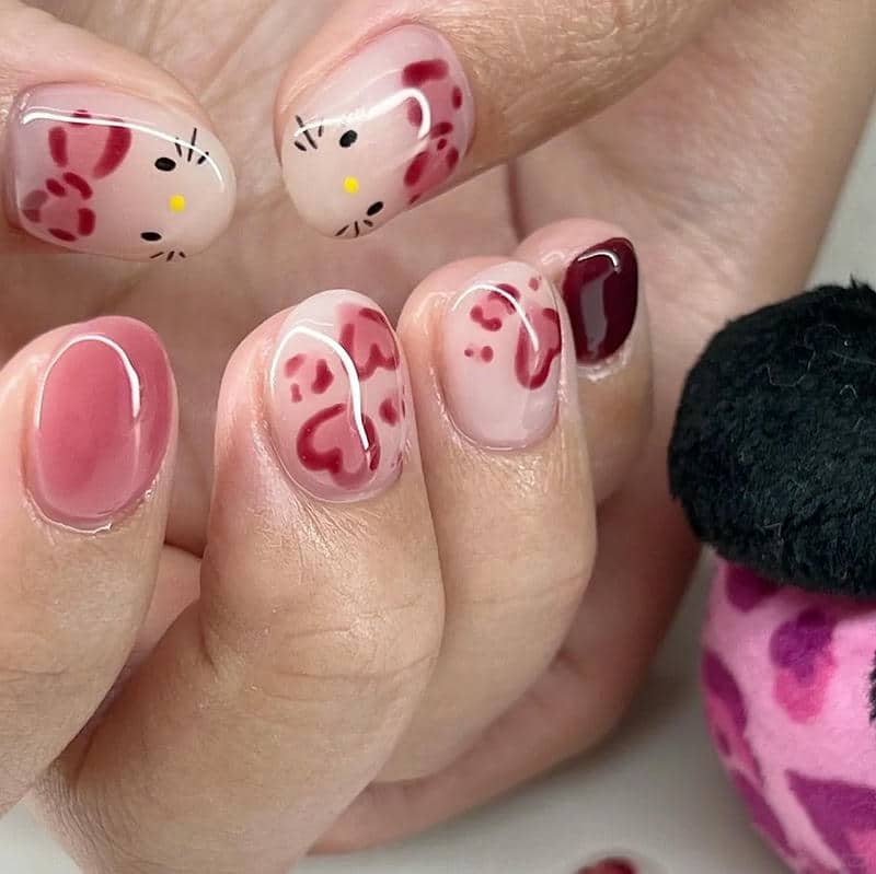 nail vẽ hello kitty đáng yêu