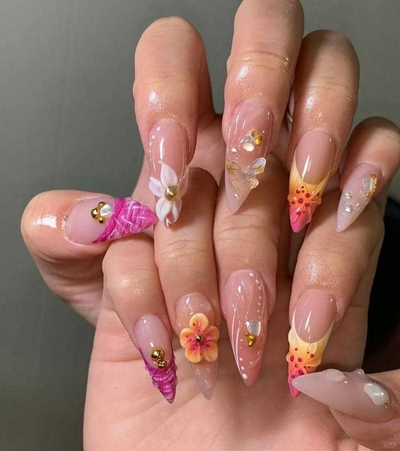 nail vỏ sò đi biển
