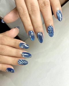 nail xanh dương cute