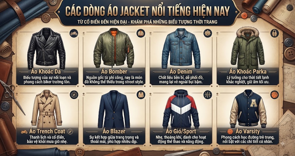Các dòng áo jacket nổi tiếng hiện nay