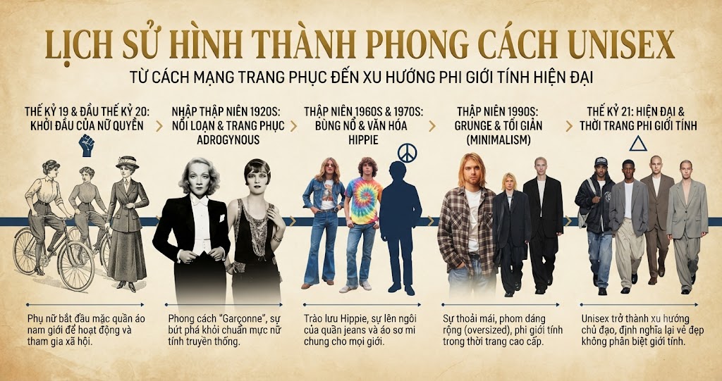 Lịch sử hình thành phong cách unisex Lịch sử hình thành phong cách unisex