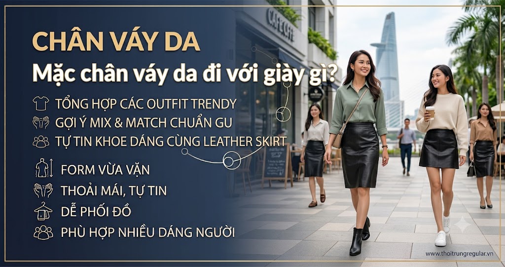 Mặc chân váy da đi với giày gì?