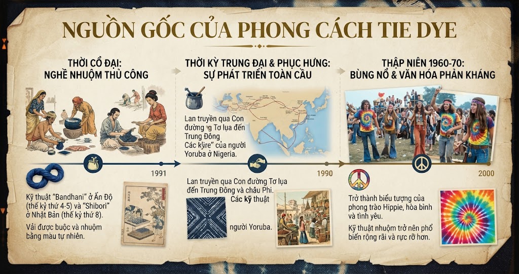 Nguồn gốc của phong cách tie dye
