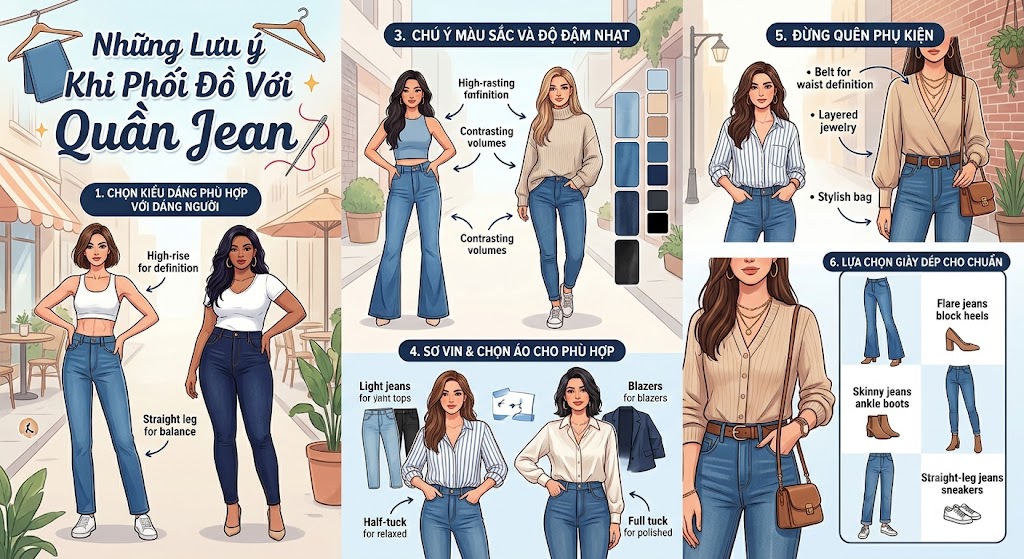 Những lưu ý khi phối đồ với quần jean