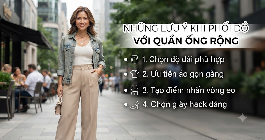 Những lưu ý khi phối đồ với quần ống rộng Những lưu ý khi phối đồ với quần ống rộng