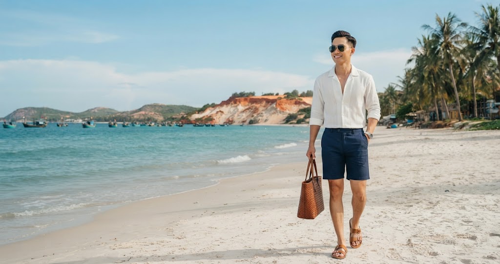 Outfit đi Phan Thiết đẹp xịn sò cho nam giới