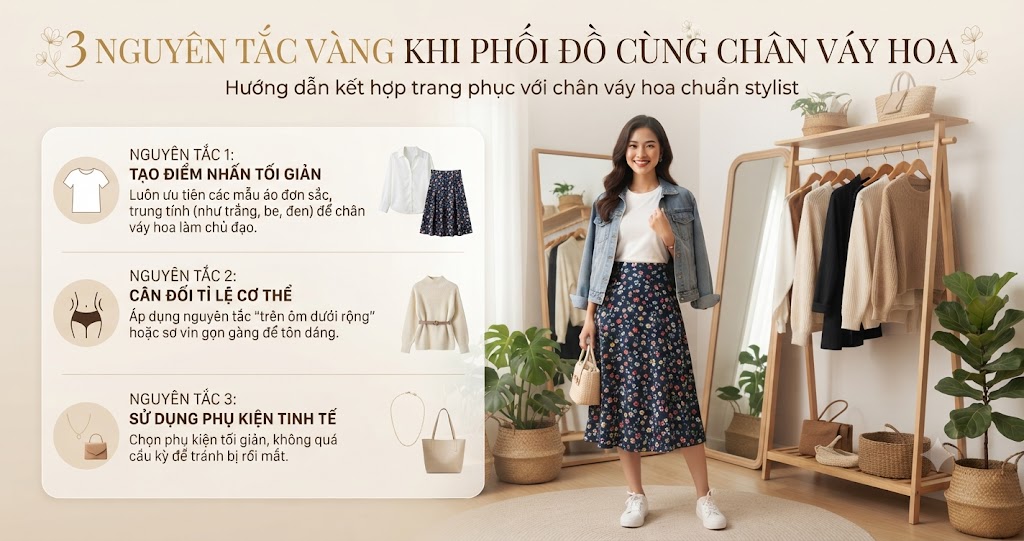 3 Nguyên Tắc Vàng Khi Phối Đồ Cùng Chân Váy Hoa