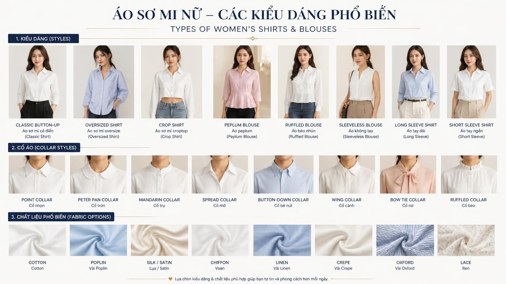 Áo sơ mi nữ tại HLMD có những loại nào? Áo sơ mi nữ tại HLMD có những loại nào?