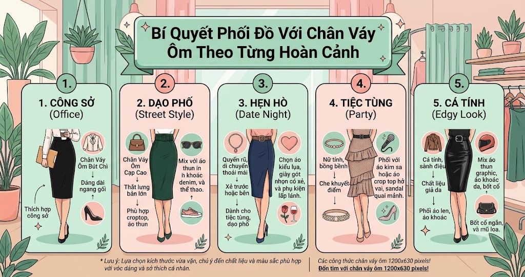 Bí Quyết Phối Đồ Với Chân Váy Ôm Theo Từng Hoàn Cảnh