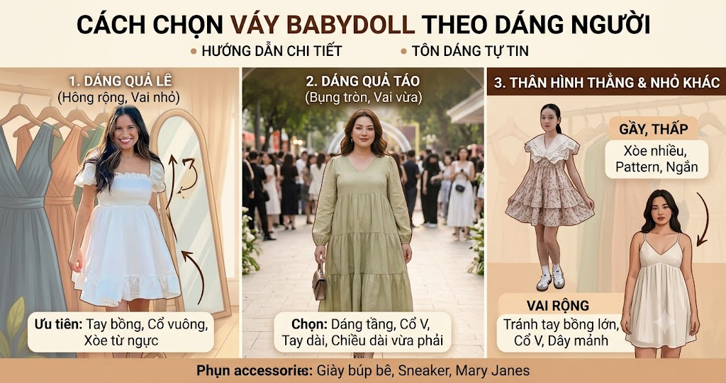 Cách Chọn váy babydoll theo dáng người Cách Chọn váy babydoll theo dáng người