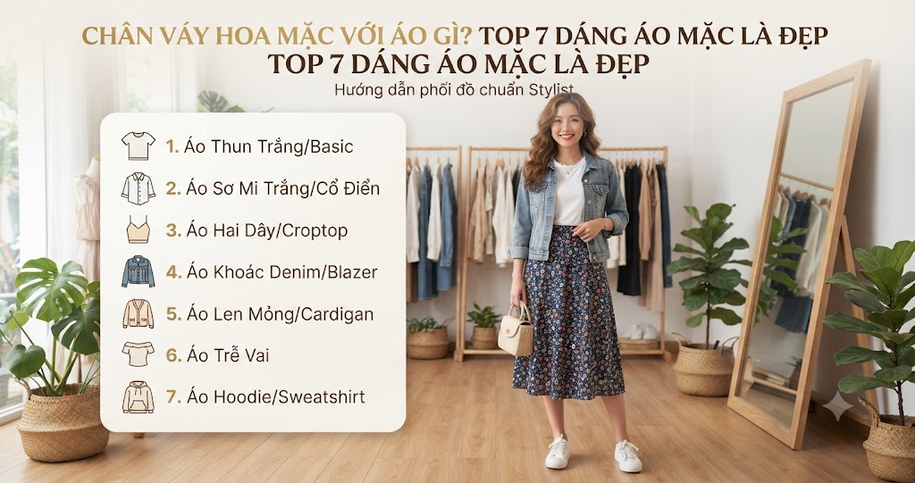 Chân Váy Hoa Mặc Với Áo Gì? Top 7 Dáng Áo Mặc Là Đẹp