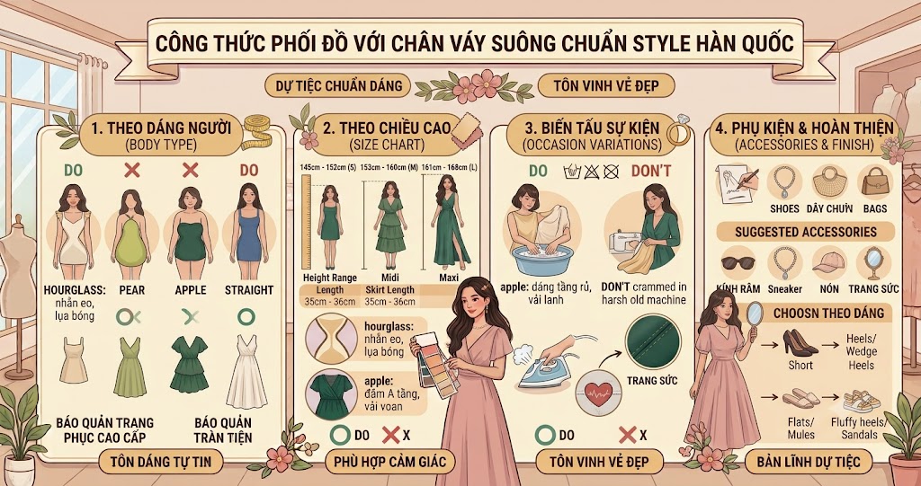Công Thức Phối Đồ Với Chân Váy Suông Chuẩn Style Hàn Quốc