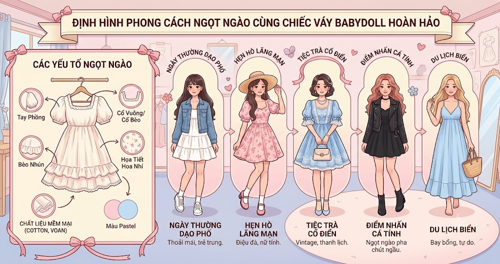 Định hình phong cách ngọt ngào cùng chiếc váy babydoll hoàn hảo Định hình phong cách ngọt ngào cùng chiếc váy babydoll hoàn hảo