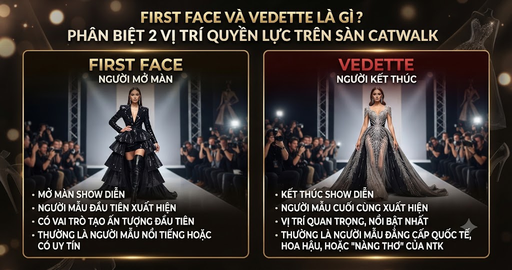 First Face Và Vedette Là Gì? Phân Biệt 2 Vị Trí Quyền Lực Trên Sàn Catwalk
