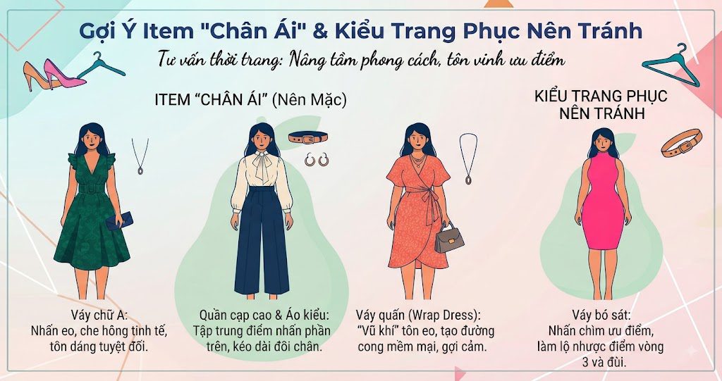 Bảng Gợi Ý Item "Chân Ái" & Kiểu Trang Phục Nên Tránh Bảng Gợi Ý Item "Chân Ái" & Kiểu Trang Phục Nên Tránh