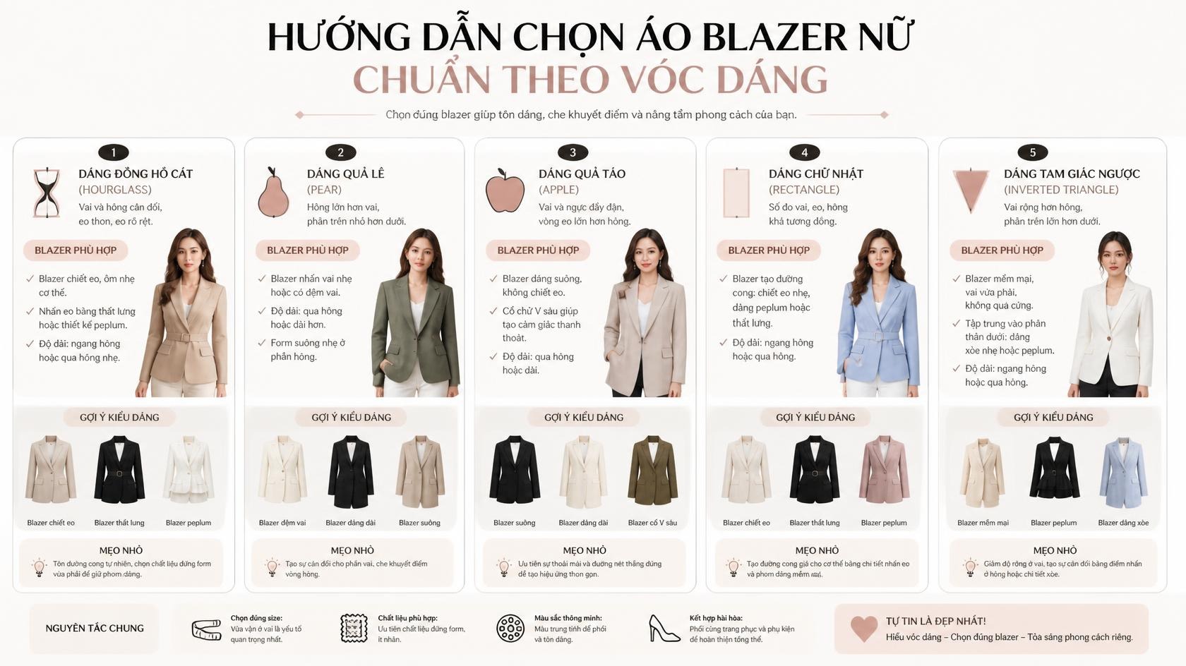  Hướng Dẫn Chọn Áo Blazer nữ Chuẩn Theo Vóc Dáng