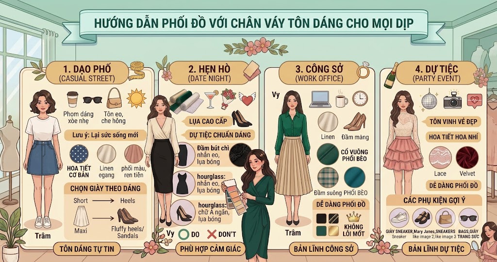 Hướng Dẫn Phối Đồ Với Chân Váy Tôn Dáng Cho Mọi Dịp