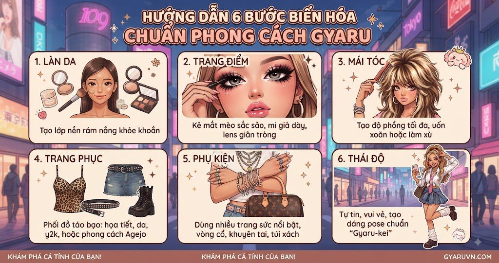 6 bước biến hóa chuẩn phong cách Gyaru 6 bước biến hóa chuẩn phong cách Gyaru