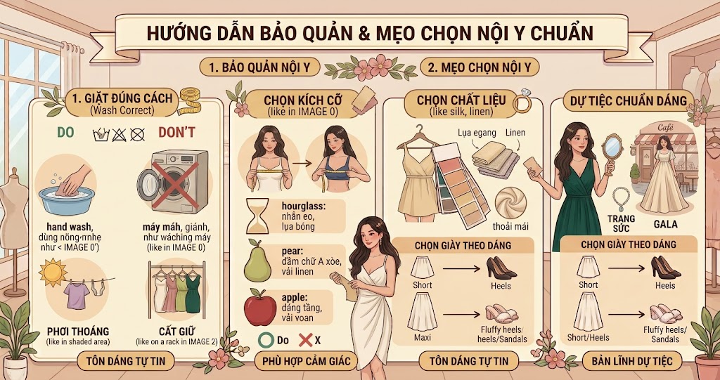 Hướng dẫn bảo quản & mẹo chọn nội y chuẩn