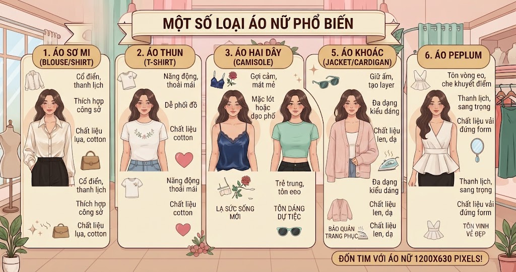 Một số loại áo nữ đang có mặt tại Hellomida Vietnam