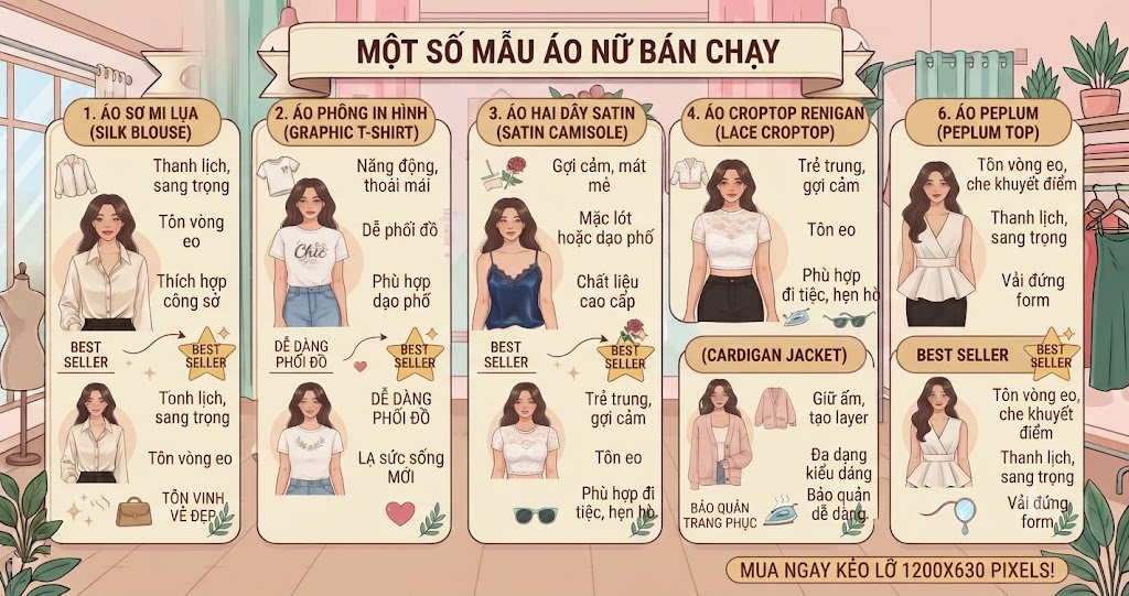 Một số mẫu áo nữ bán chạy tại thời trang nữ HLMD