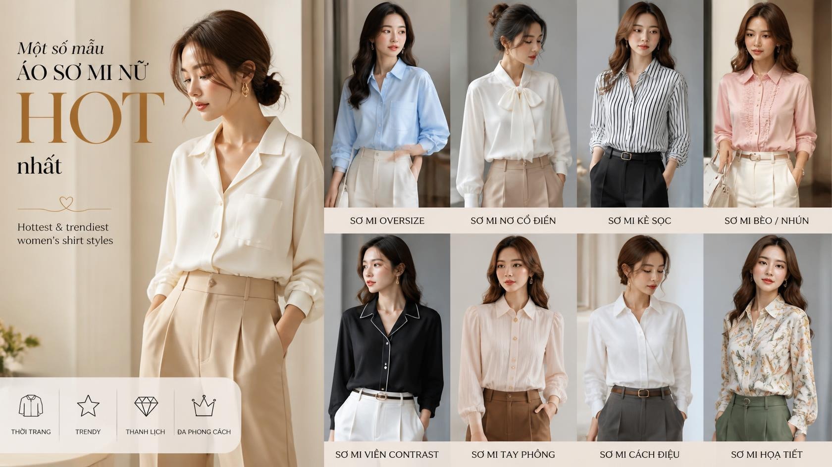 Một số mẫu áo sơ mi nữ HOT nhất tại thời trang nữ HLMD Một số mẫu áo sơ mi nữ HOT nhất tại thời trang nữ HLMD