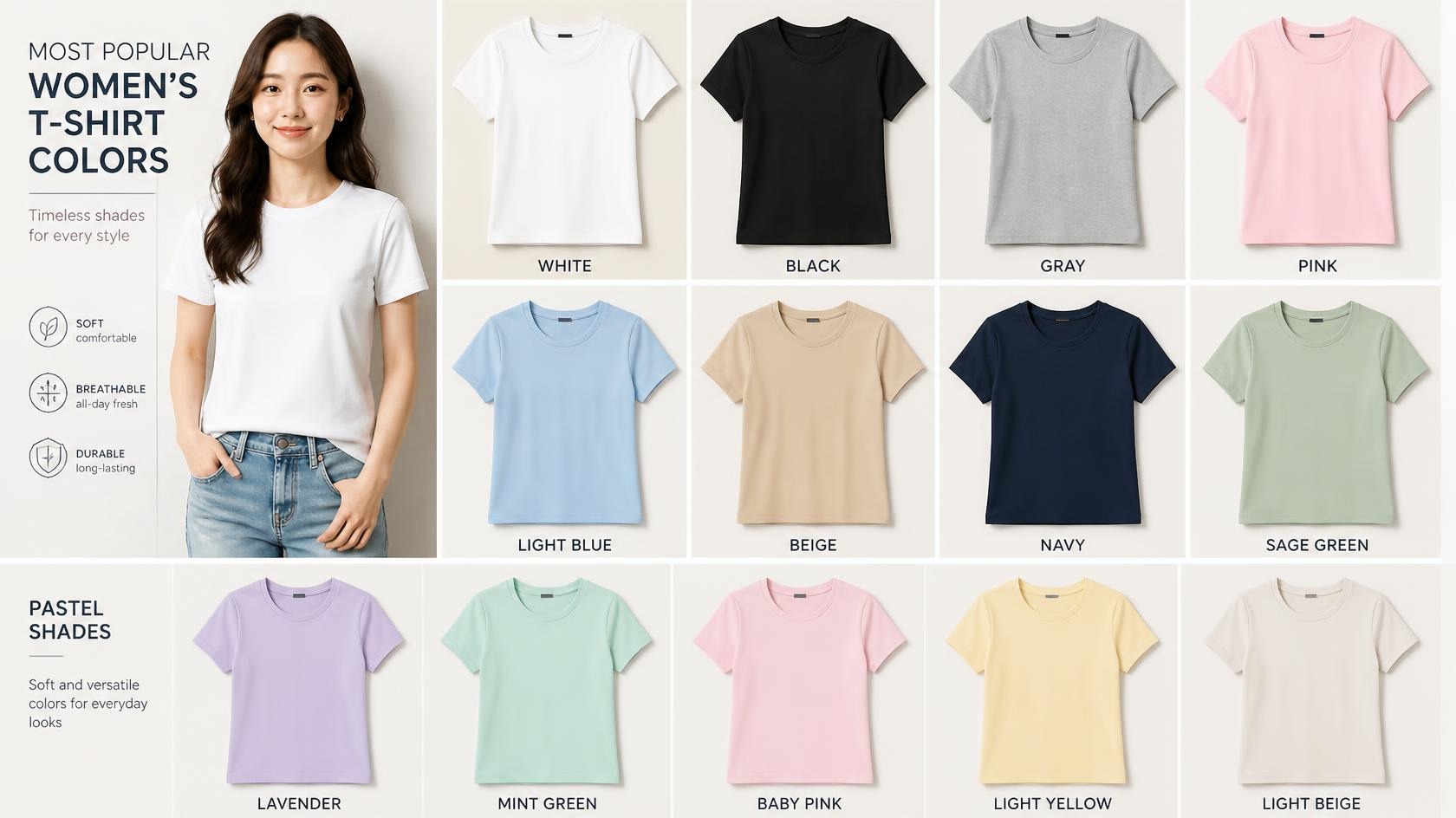 Một số màu sắc áo thun nữ thông dụng nhất Một số màu sắc áo thun nữ thông dụng nhất