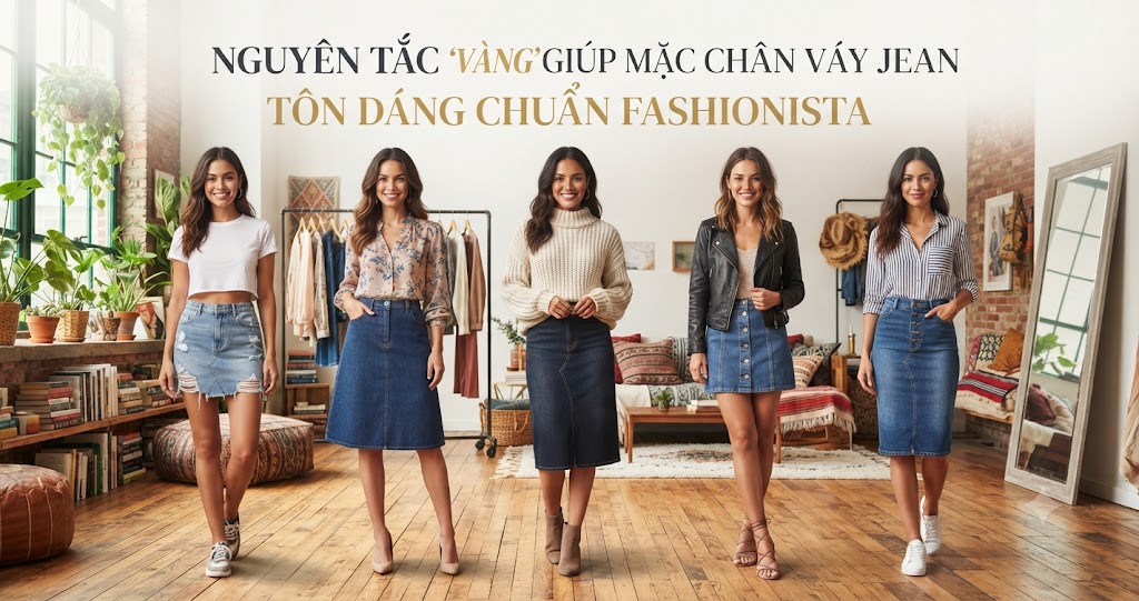 Nguyên Tắc "Vàng" Giúp Mặc Chân Váy Jean Tôn Dáng Chuẩn Fashionista