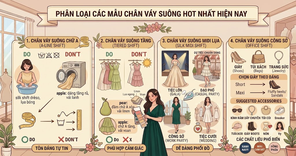 Phân Loại Các Mẫu Chân Váy Suông Hot Nhất Hiện Nay