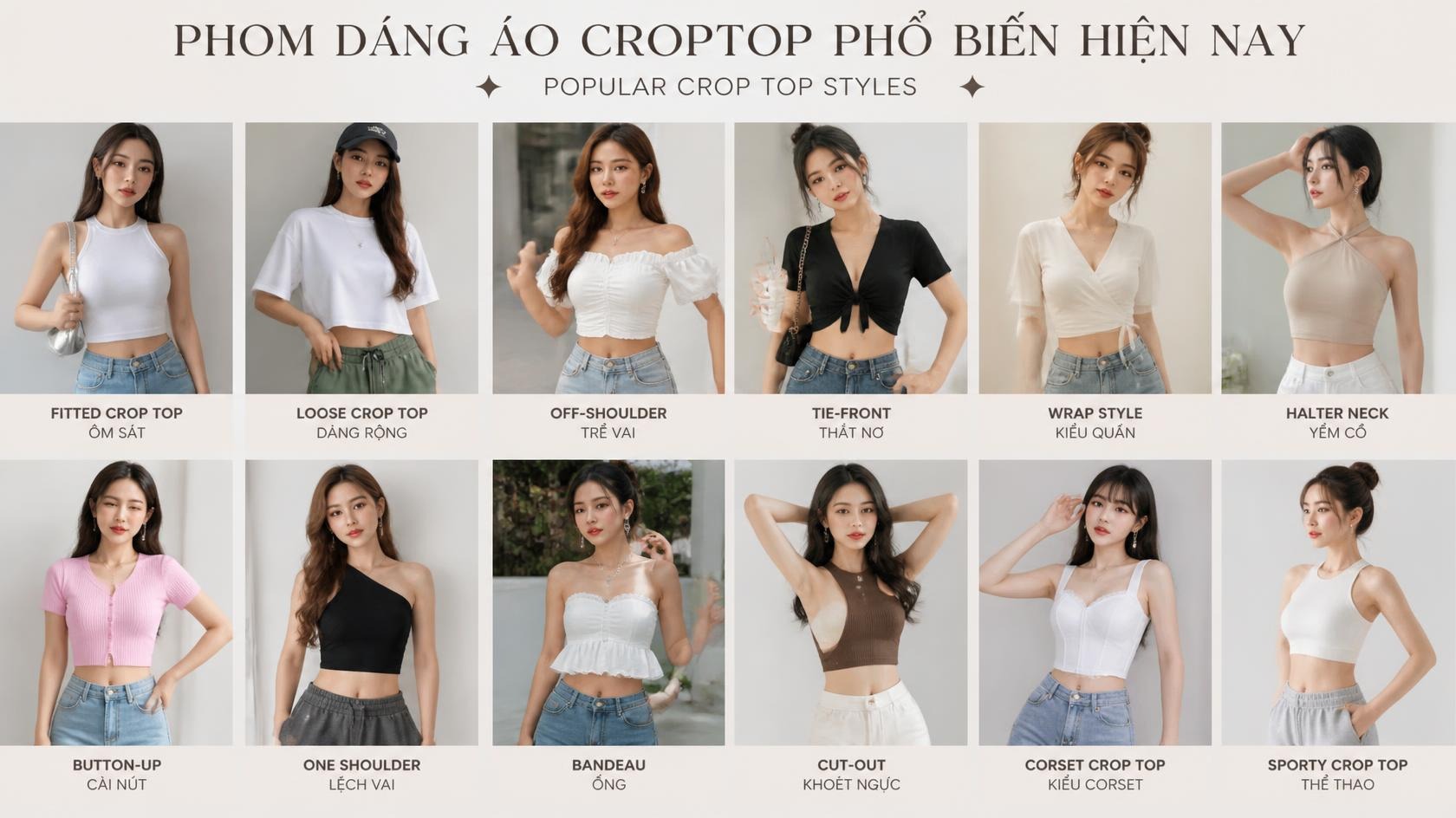 Phom Dáng Áo Croptop Phổ Biến Nhất Hiện Nay Phom Dáng Áo Croptop Phổ Biến Nhất Hiện Nay